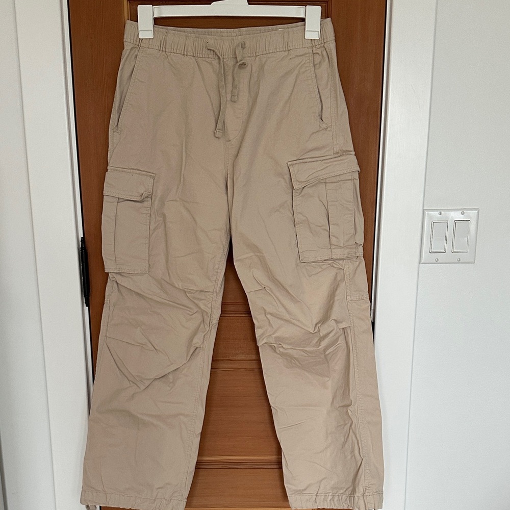 H&M Beige Cargo Pants with Drawstring Waist